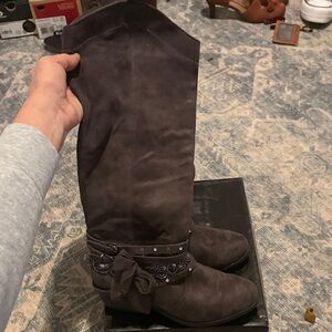 Not Rated Dark Gray Faux Suede Boots